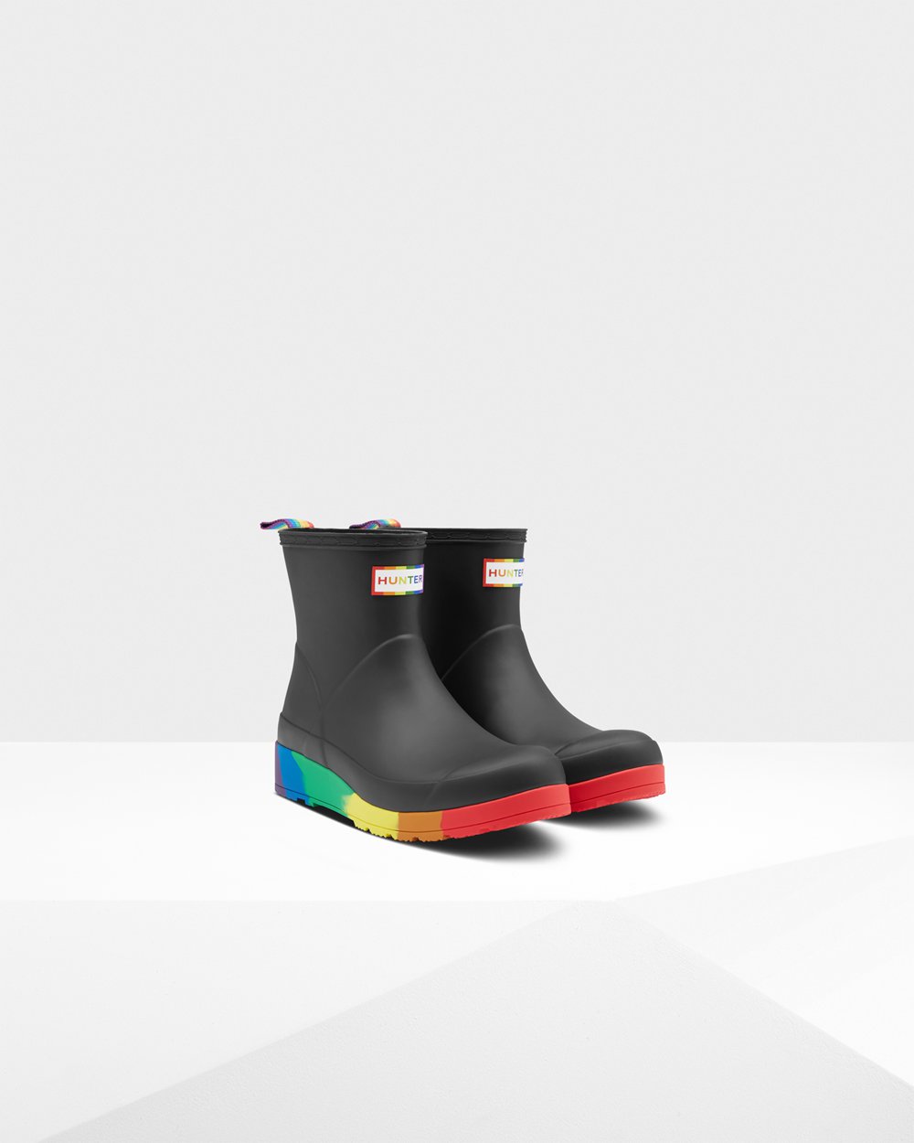 Play Botas Hunter Mujer - Original Pride Flatform Rain - Negros - KSBFPZV-89